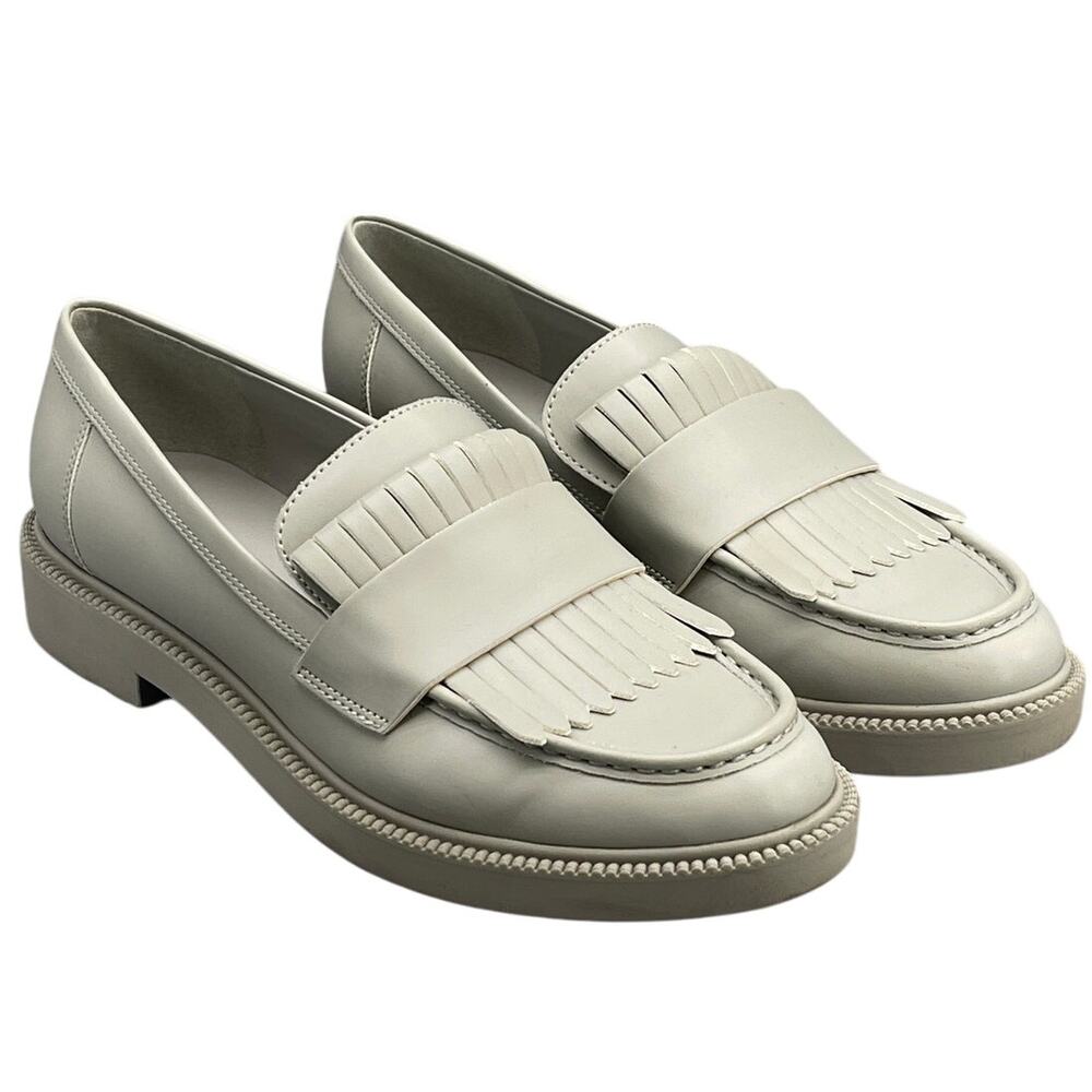 Marc Fisher Calixy Light Gray Fringe Kiltie Slip On Platform Loafer Women 7.5M